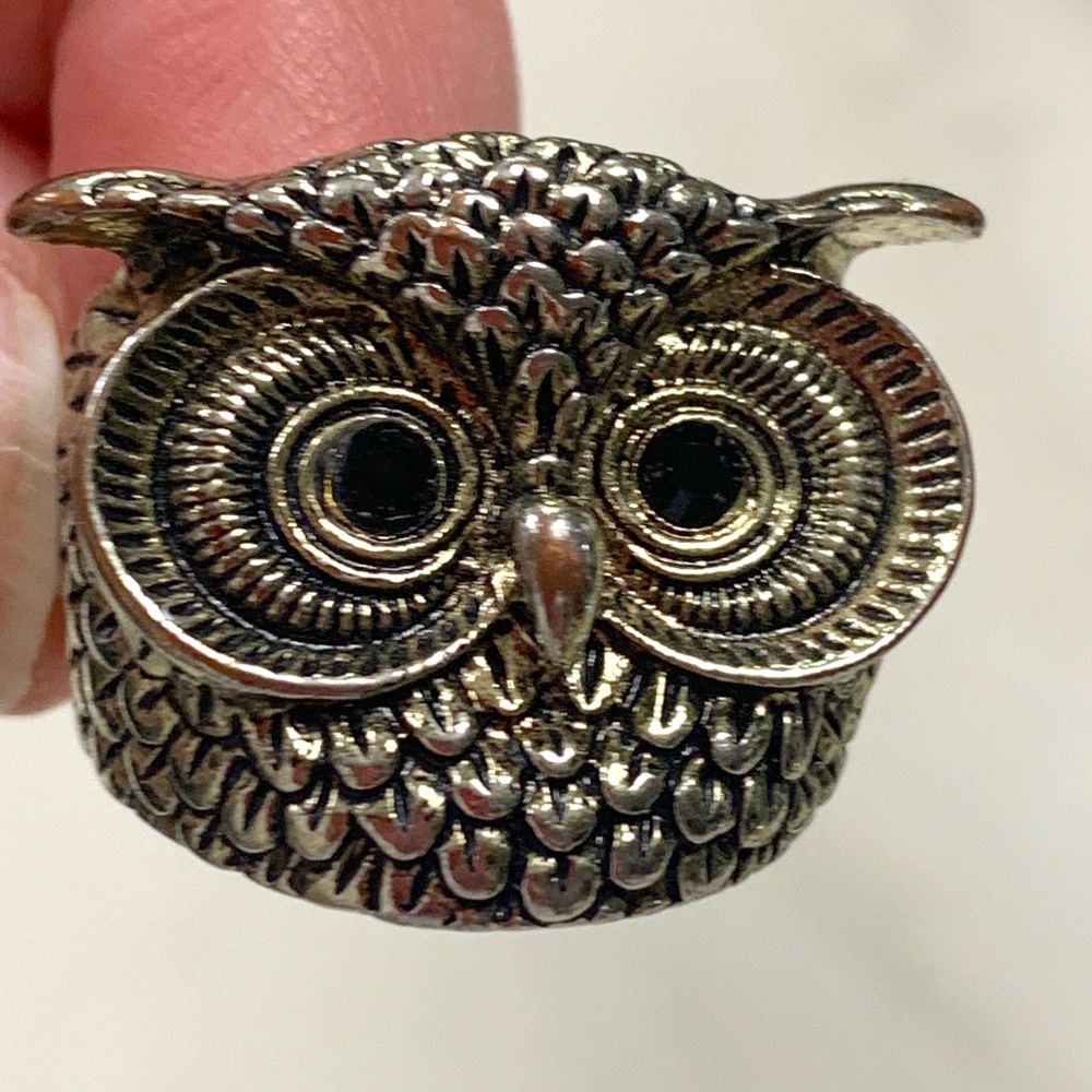 Vintage MCM owl ring boho,  whimsical gothic, cottage core, witchy vibes, size 6